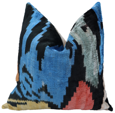 Canvello 天鵝絨抽象方形枕頭帶羽絨填充 - 18x18 英寸