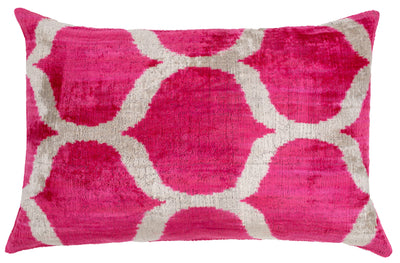 Handmade Pink Geometric Design Throw Pillow - 16x24 inch, Vegetable Dyed with Premium Down Feather Insert