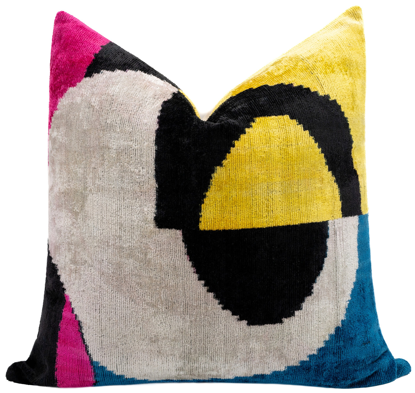 Canvello Abstract Multicolor Silk Velvet Pillow – 20x20 Handmade Modern Art Cushion