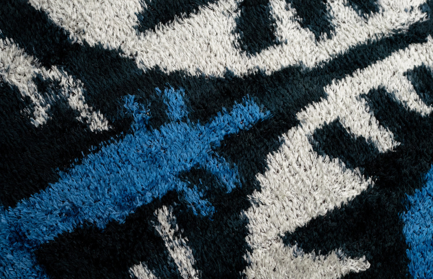 Blue Black Silk Velvet Ikat Pillow – 20x20 Handmade Luxury Throw Cushion