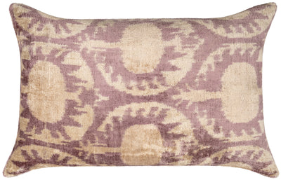Elegant 16x24 Handmade Ikat Silk Velvet Pillow with Premium Down Feather Insert by Canvello – Soft Blush and Cream Tones