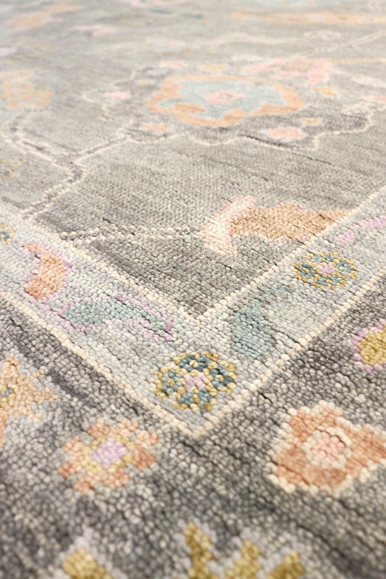 Oushak Hand-Knotted Area Rug, Silver/Grey