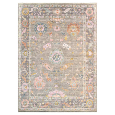 Oushak Hand-Knotted Area Rug, Silver/Grey