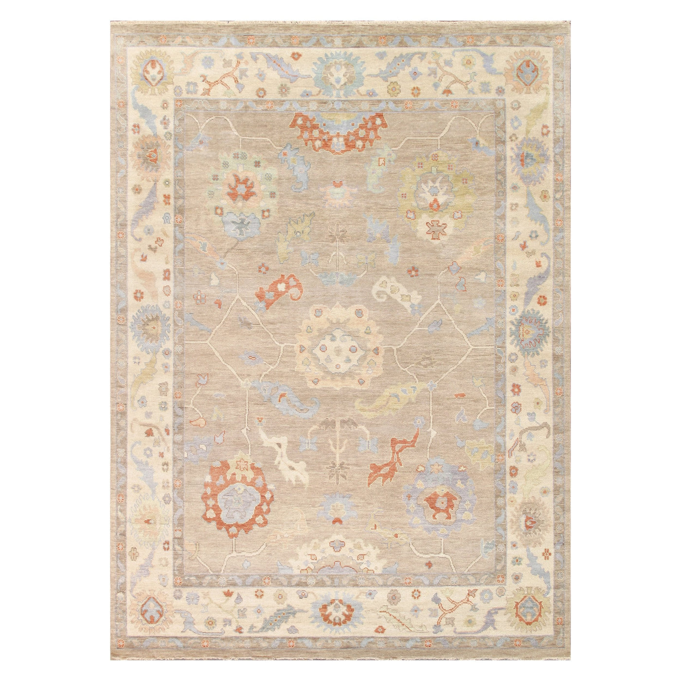 Oushak Hand-Knotted Area Rug, Beige/Ivory