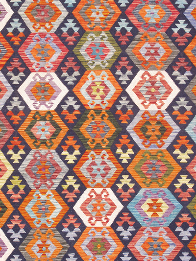 Canvello Kilim Collection Reversible Wool Multicolor Area Rug- 8'6'' X 11'3''