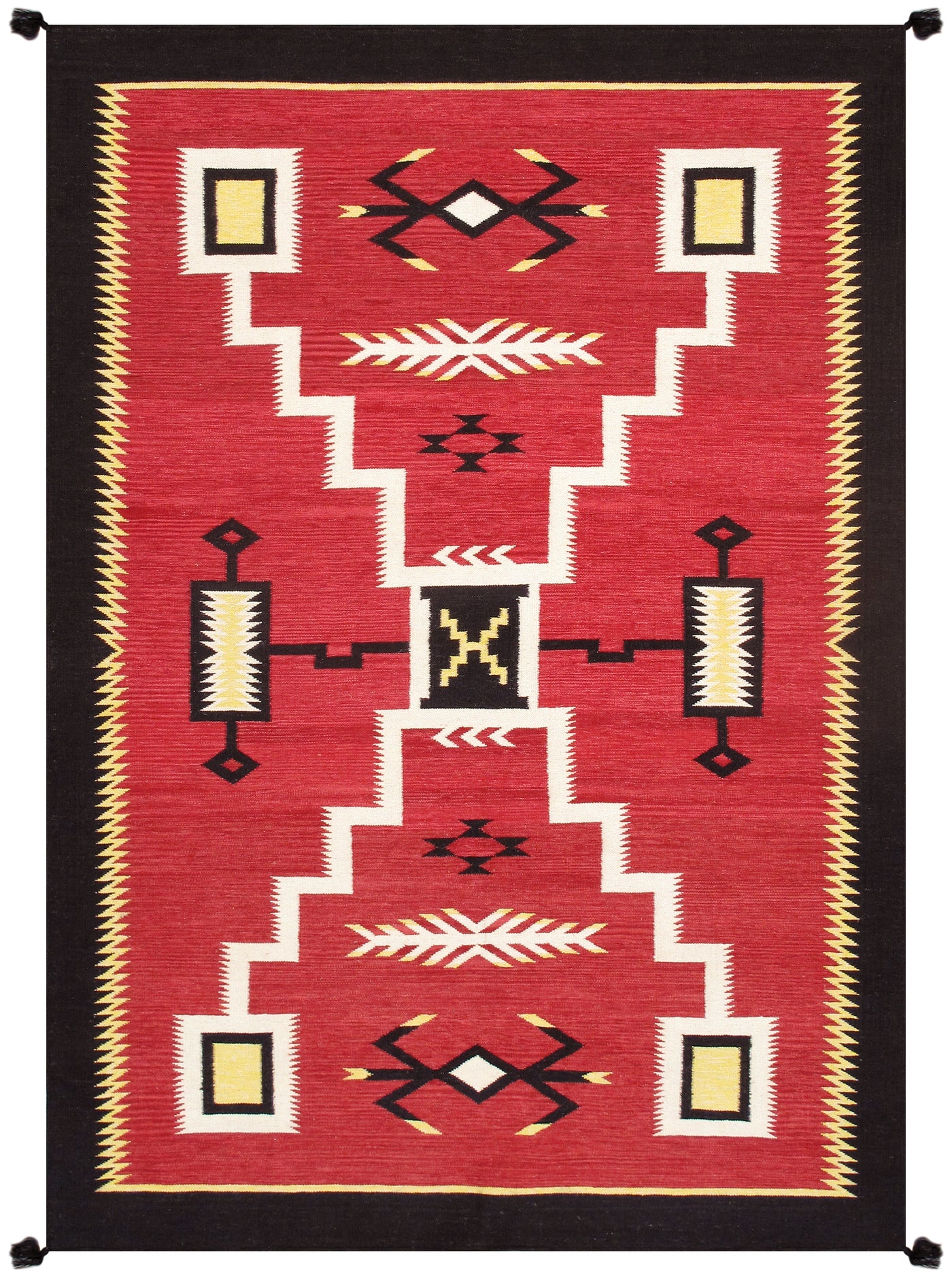 Canvello Reversible Wool Red Area Rug- 6'3'' X 8'10''