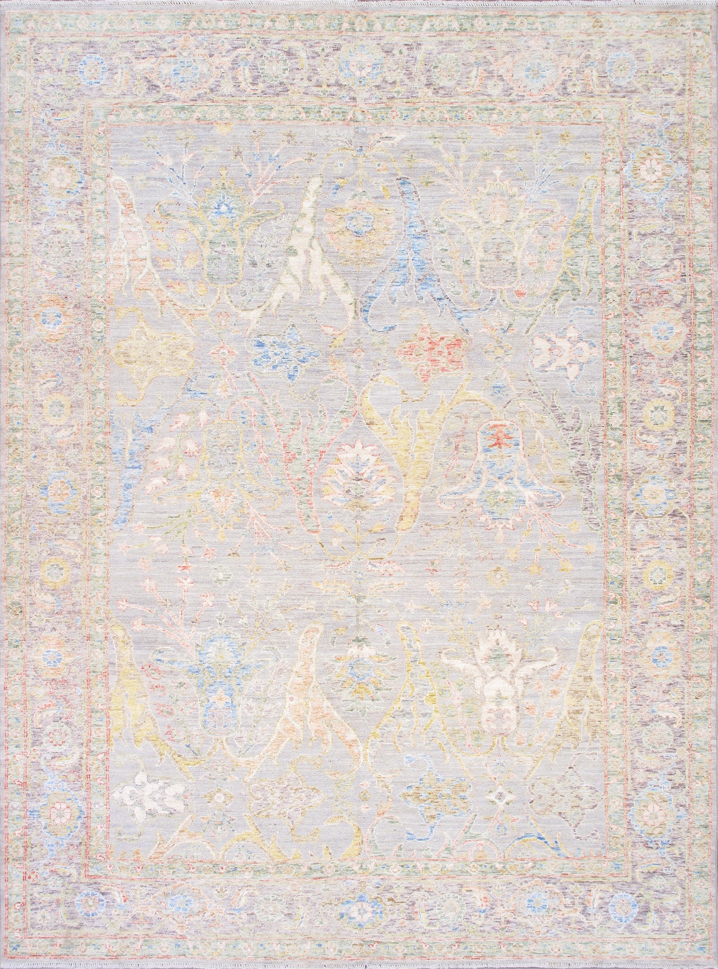 Canvello Oushak Collection Hand-Knotted Wool Beige Area Rug- 8'10'' X 12'10''