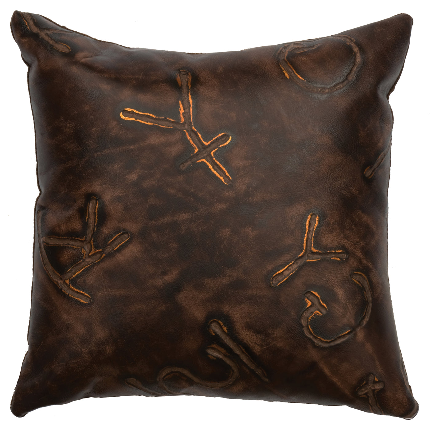 Canvello Brands Leather Pillow - Fabric Back - 16" x 16"