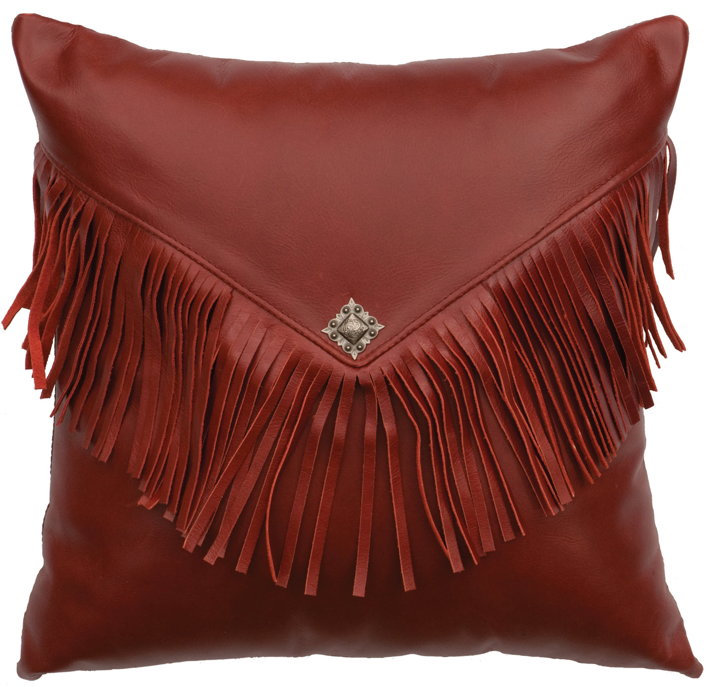 Canvello Dark Red Leather Pillow - Leather Back - 16" x 16"