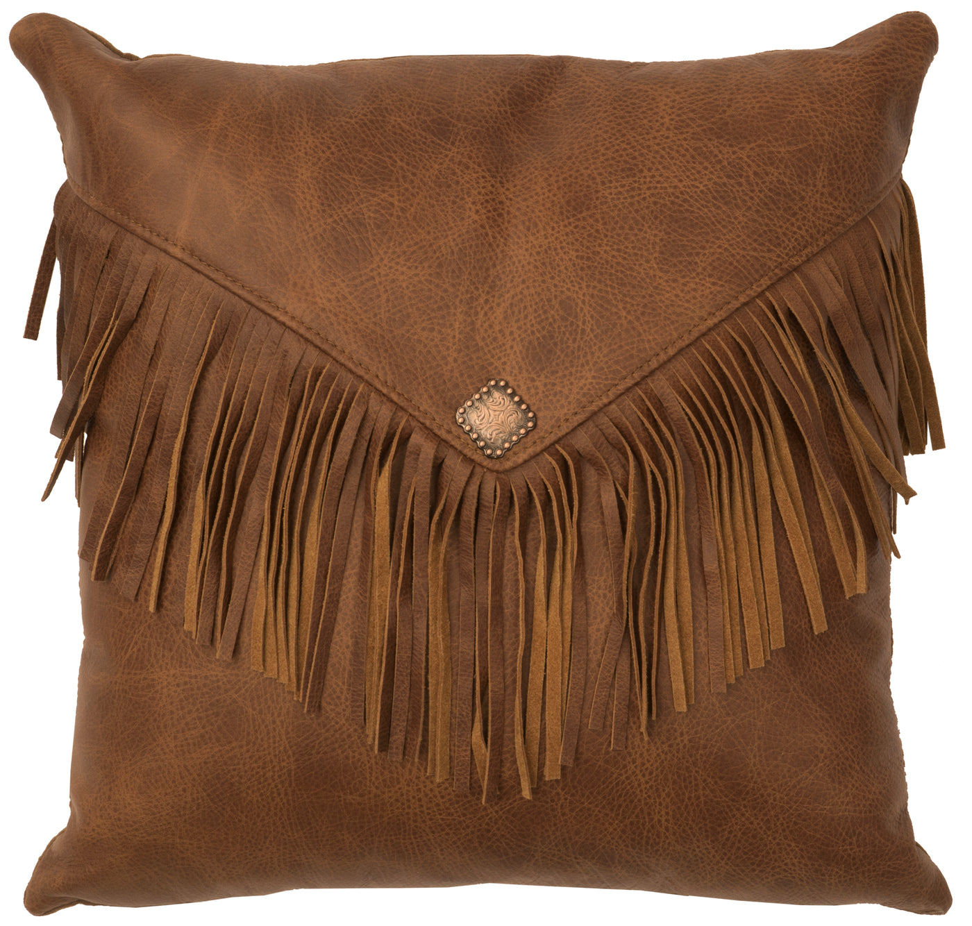 Canvello Whiskey Leather Pillow - Leather Back - 16" x 16"