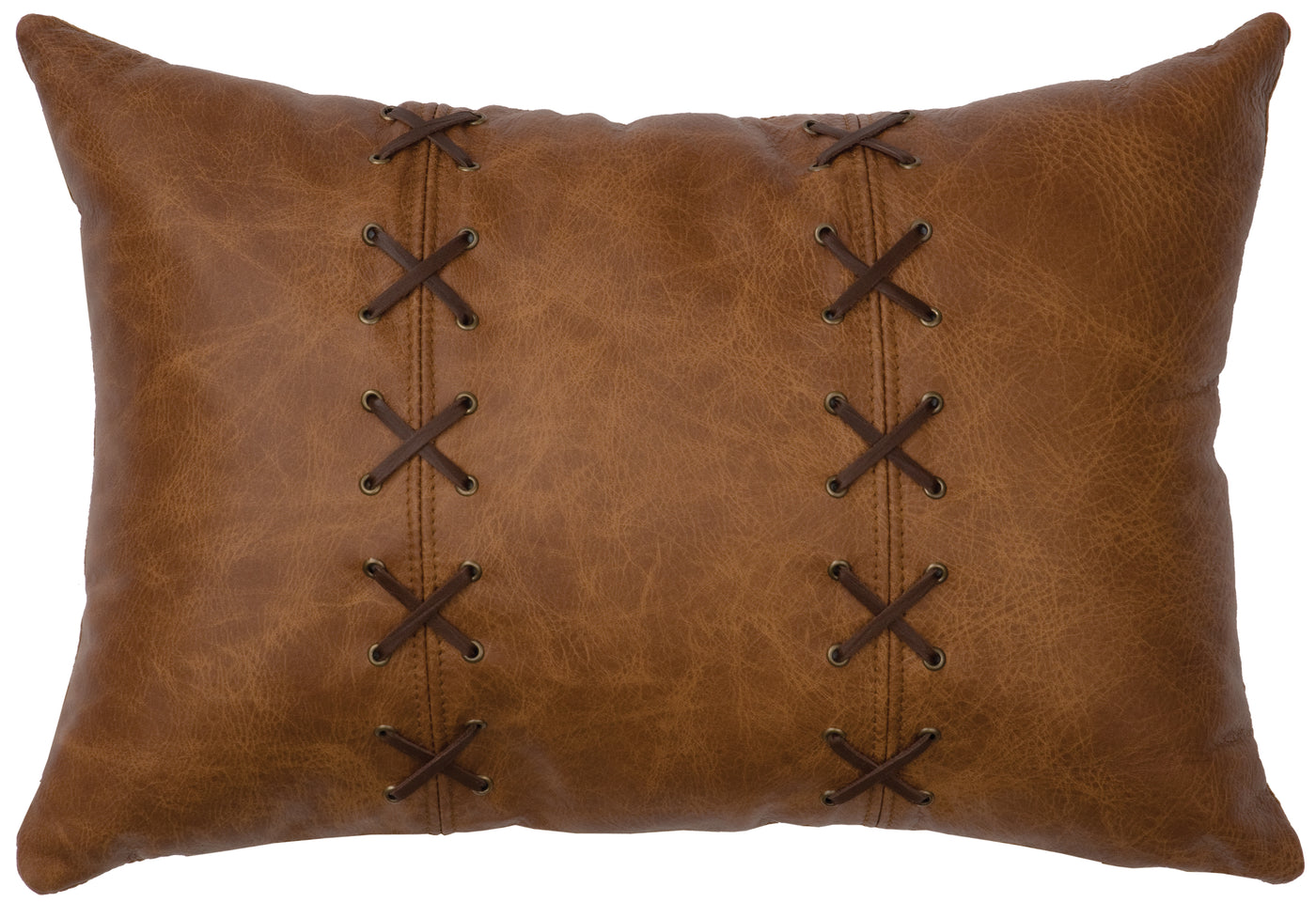 Canvello Whiskey Leather Pillow - Fabric Back - 12"x18"
