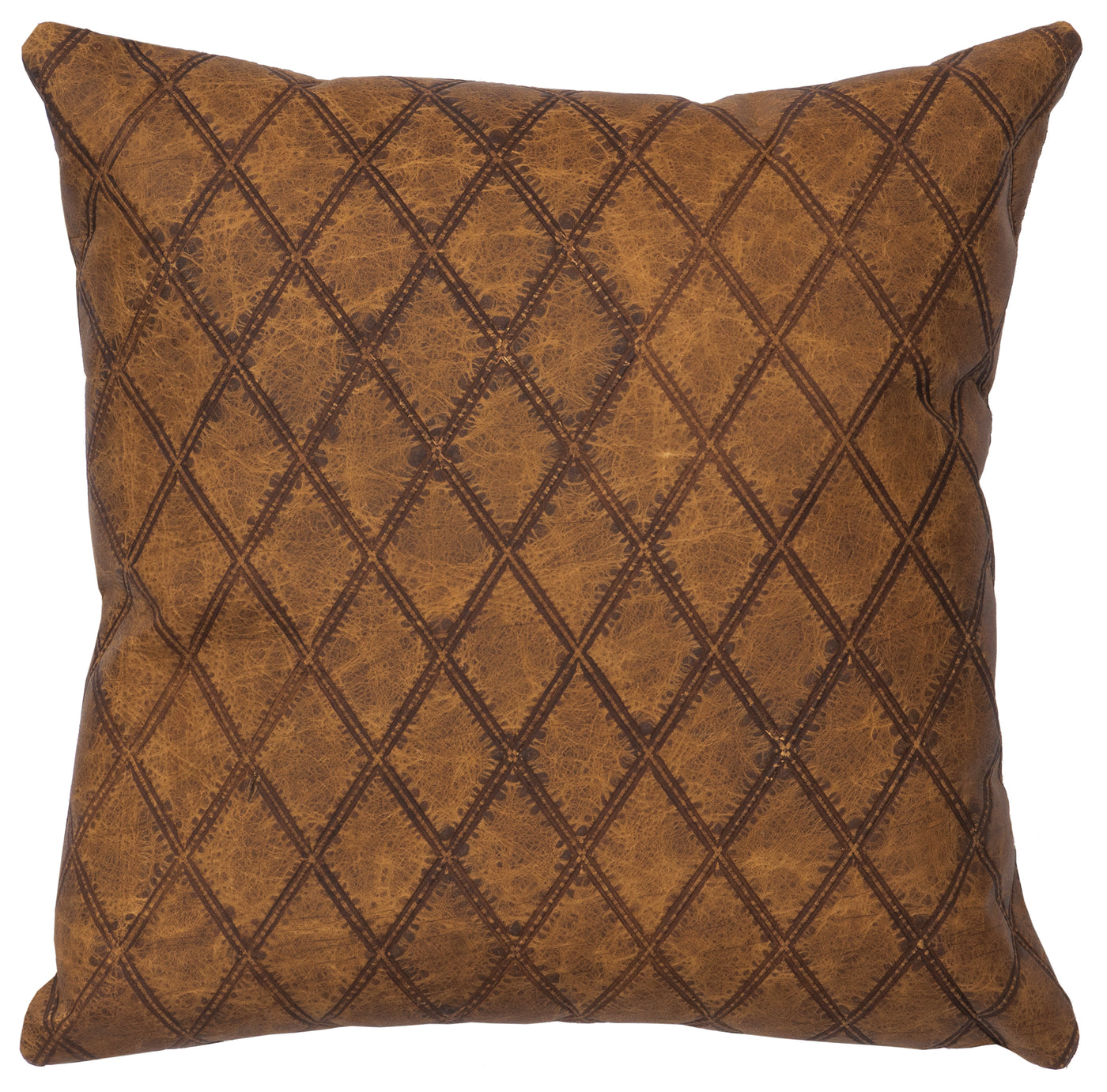 Canvello Latigo Leather Pillow - Fabric Back - 16" x 16"