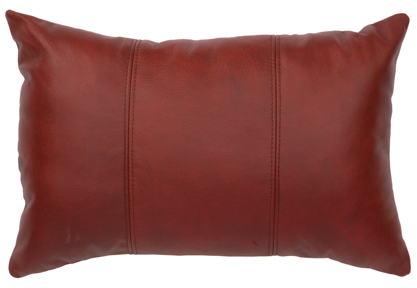 Canvello 紅色皮革枕頭 - 織物背面 - 12"x18"