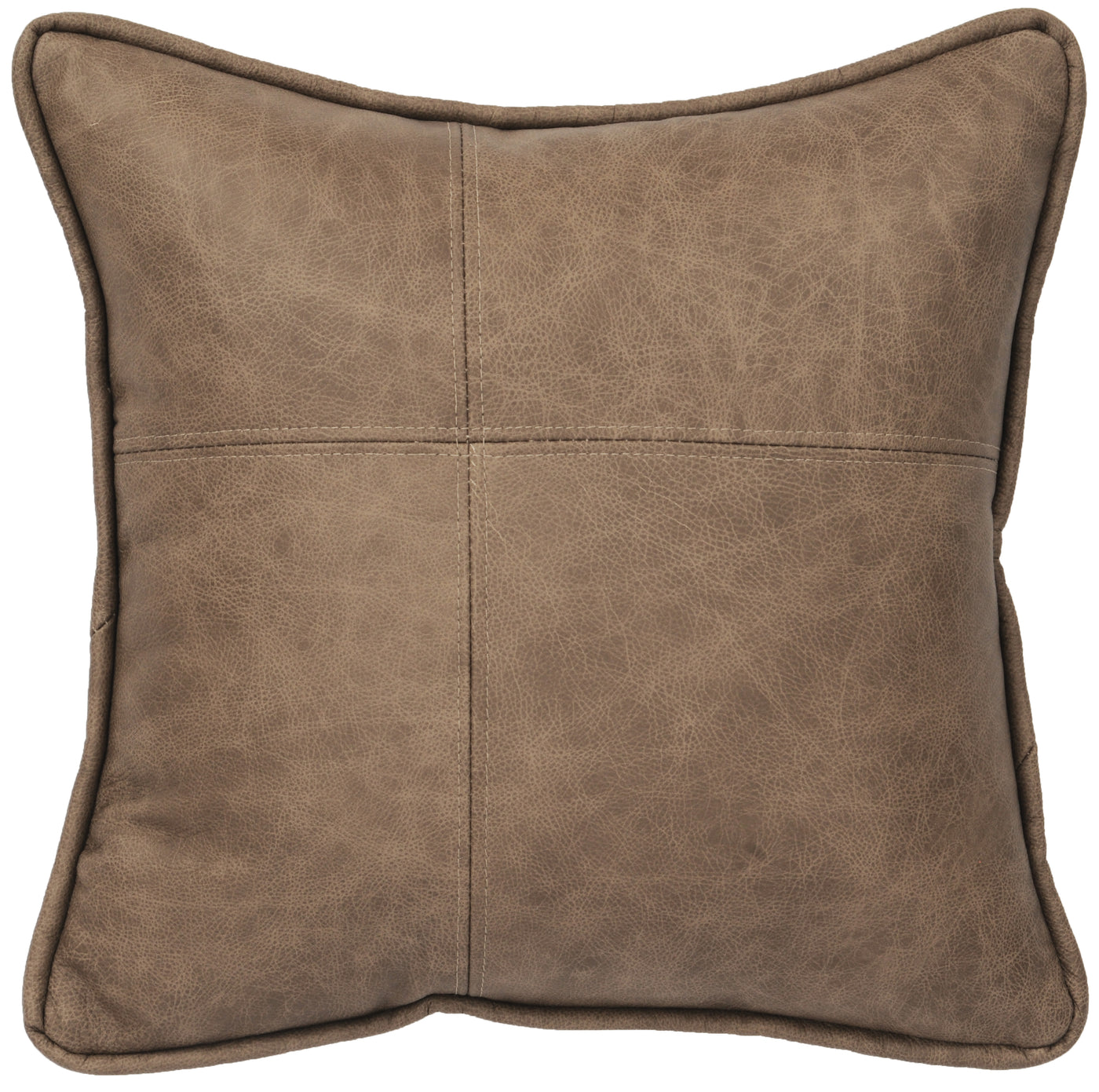 Canvello Mushroom Leather Button Pillow - Fabric Back - 16" x 16"