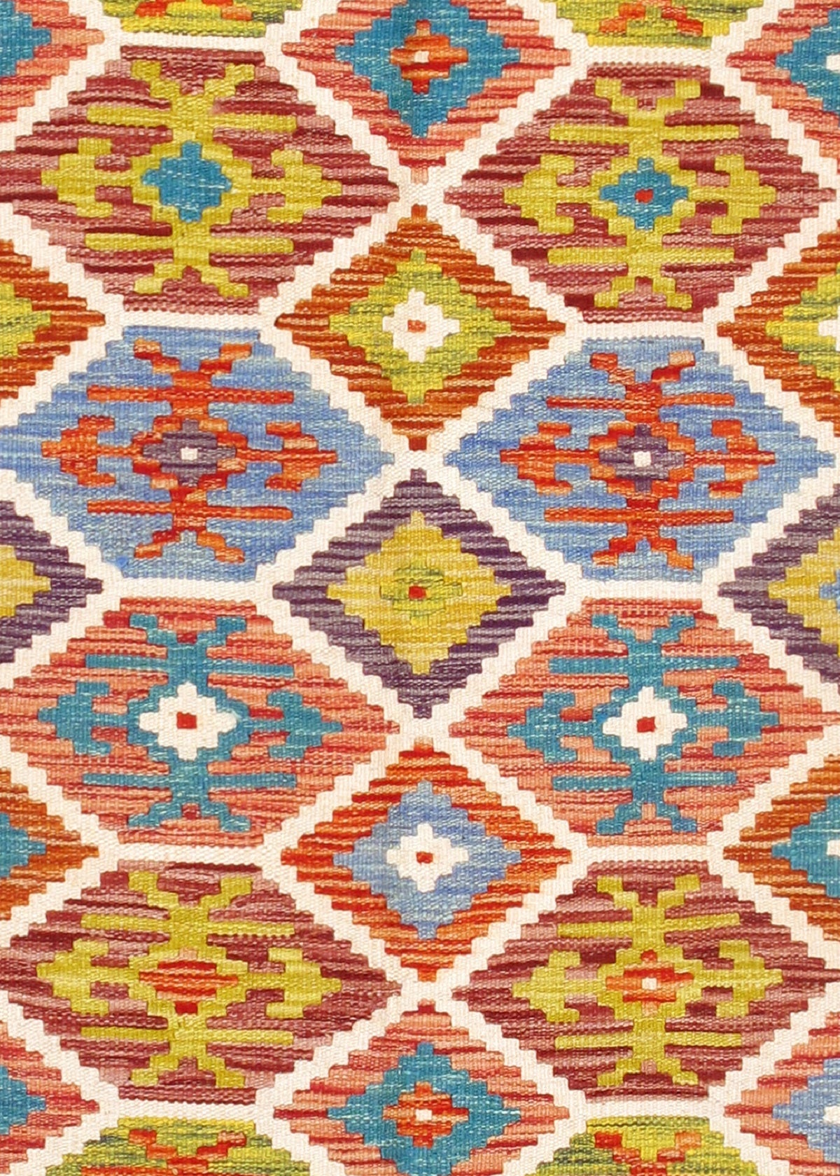 Canvello Kilim Collection Reversible Wool Multicolor Area Rug- 3'5'' X 6'10''