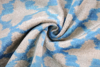 Handmade Velvet Ikat Throw Pillow – Sky Blue & Sand (16x24)