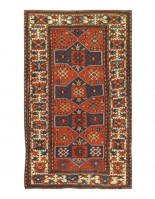 Canvello 1880s Antique Russain Kazak Rug - 5'1'' X 8'5''