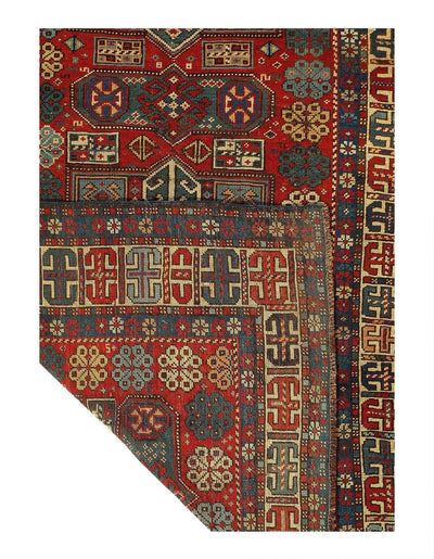 Canvello 18th Century Antique Caucasian Kazak Wool Rug for Living Room - 3'7'' X 7'5'' - Canvello