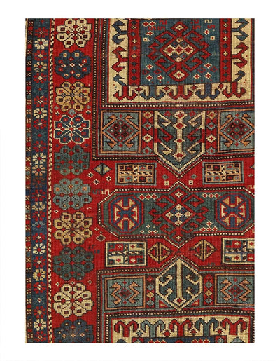 Canvello 18th Century Antique Caucasian Kazak Wool Rug for Living Room - 3'7'' X 7'5'' - Canvello