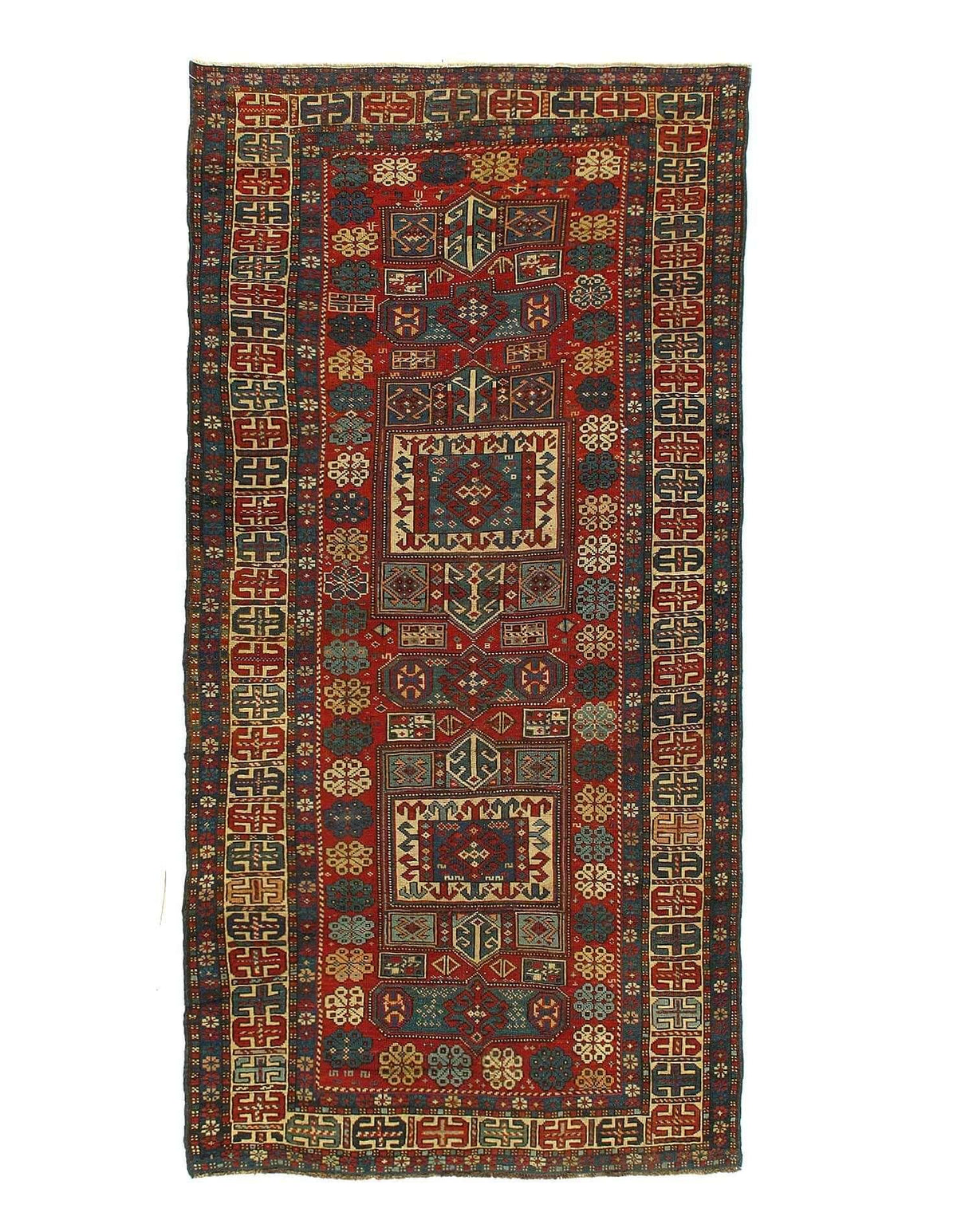 Canvello 18th Century Antique Caucasian Kazak Wool Rug for Living Room - 3'7'' X 7'5''