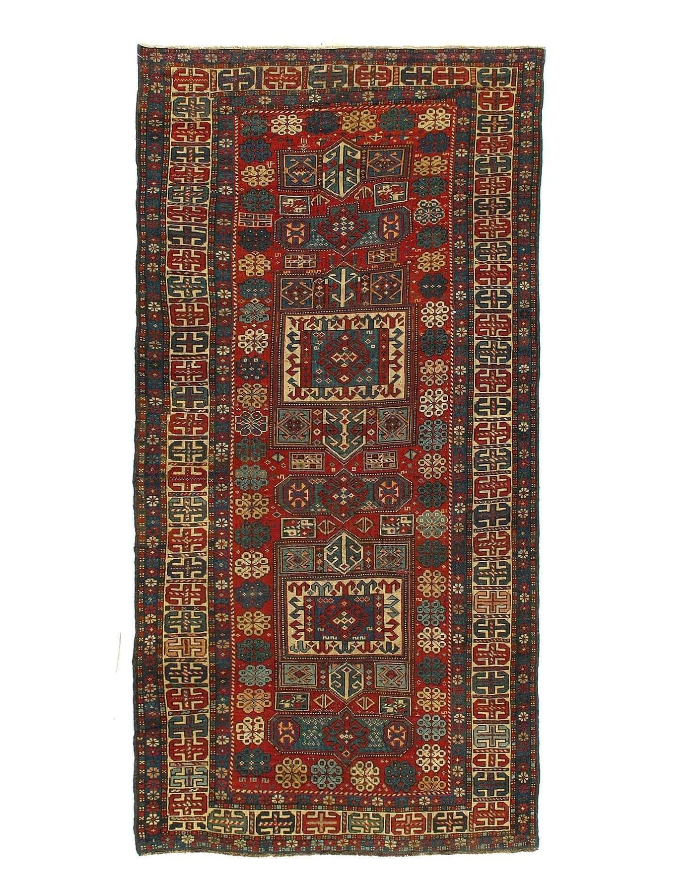 Canvello 18th Century Antique Caucasian Kazak Wool Rug for Living Room - 3'7'' X 7'5'' - Canvello