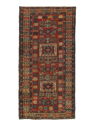 Canvello 18th Century Antique Caucasian Kazak Wool Rug for Living Room - 3'7'' X 7'5'' - Canvello