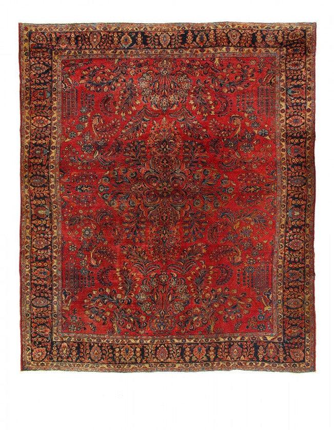 Canvello 1900s Silkroad Hand Knotted Antique Sarouk Rug - 9'8'' X 11'2'' - Canvello