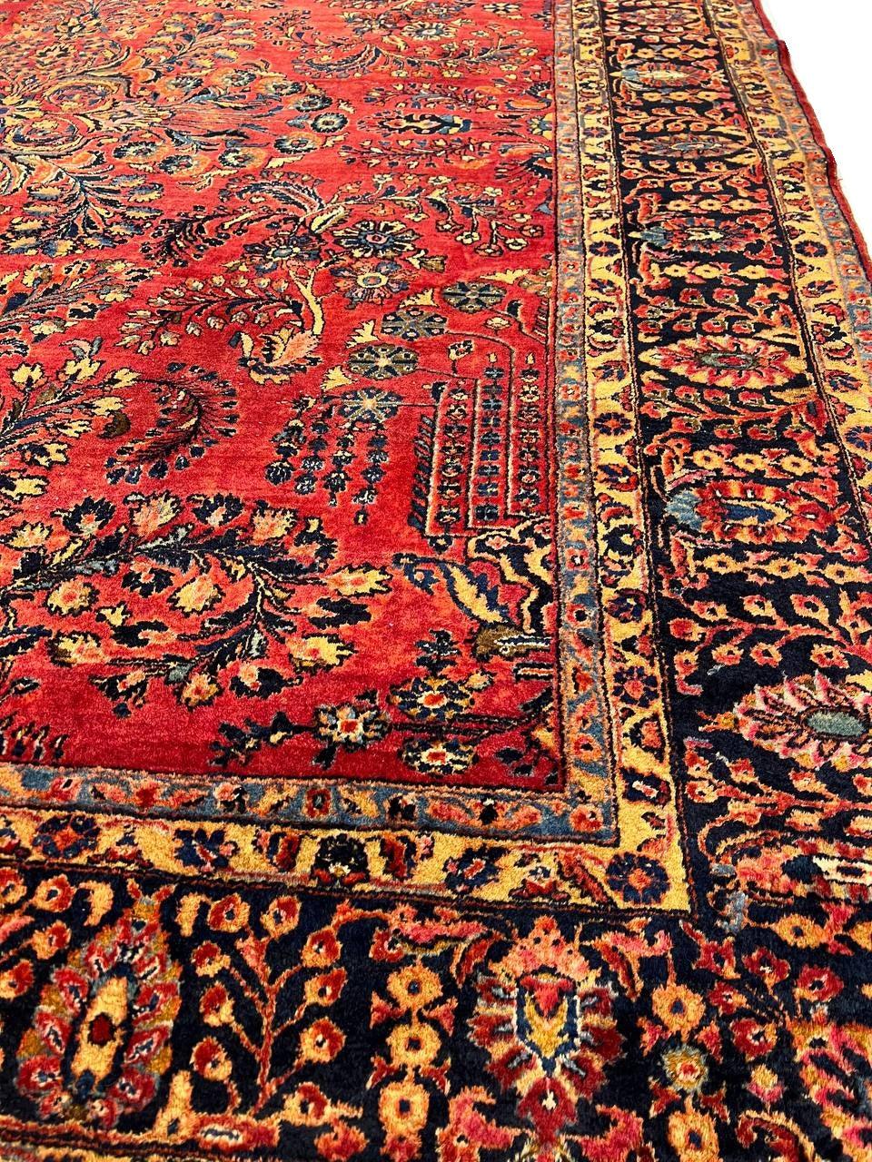 Canvello 1900s Silkroad Hand Knotted Antique Sarouk Rug - 9'8'' X 11'2'' - Canvello