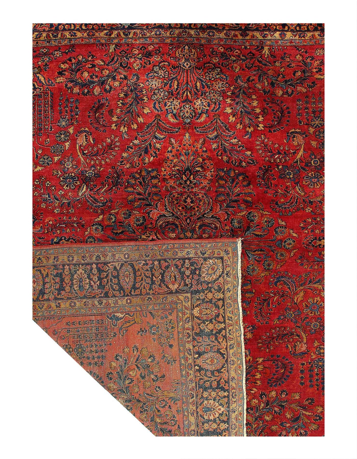 Canvello 1900s Silkroad Hand Knotted Antique Sarouk Rug - 9'8'' X 11'2'' - Canvello