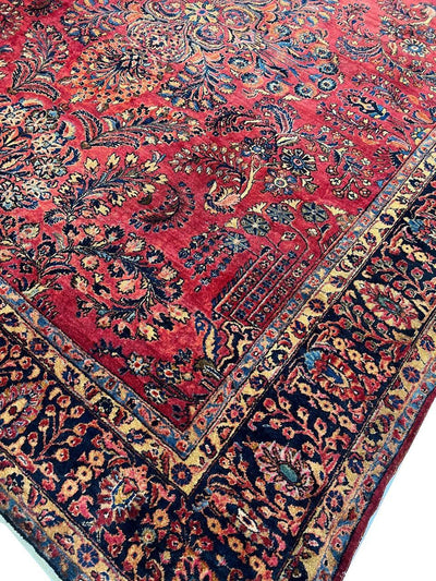 Canvello 1900s Silkroad Hand Knotted Antique Sarouk Rug - 9'8'' X 11'2'' - Canvello