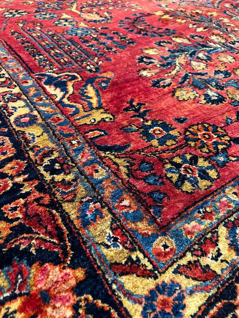 Canvello 1900s Silkroad Hand Knotted Antique Sarouk Rug - 9'8'' X 11'2'' - Canvello