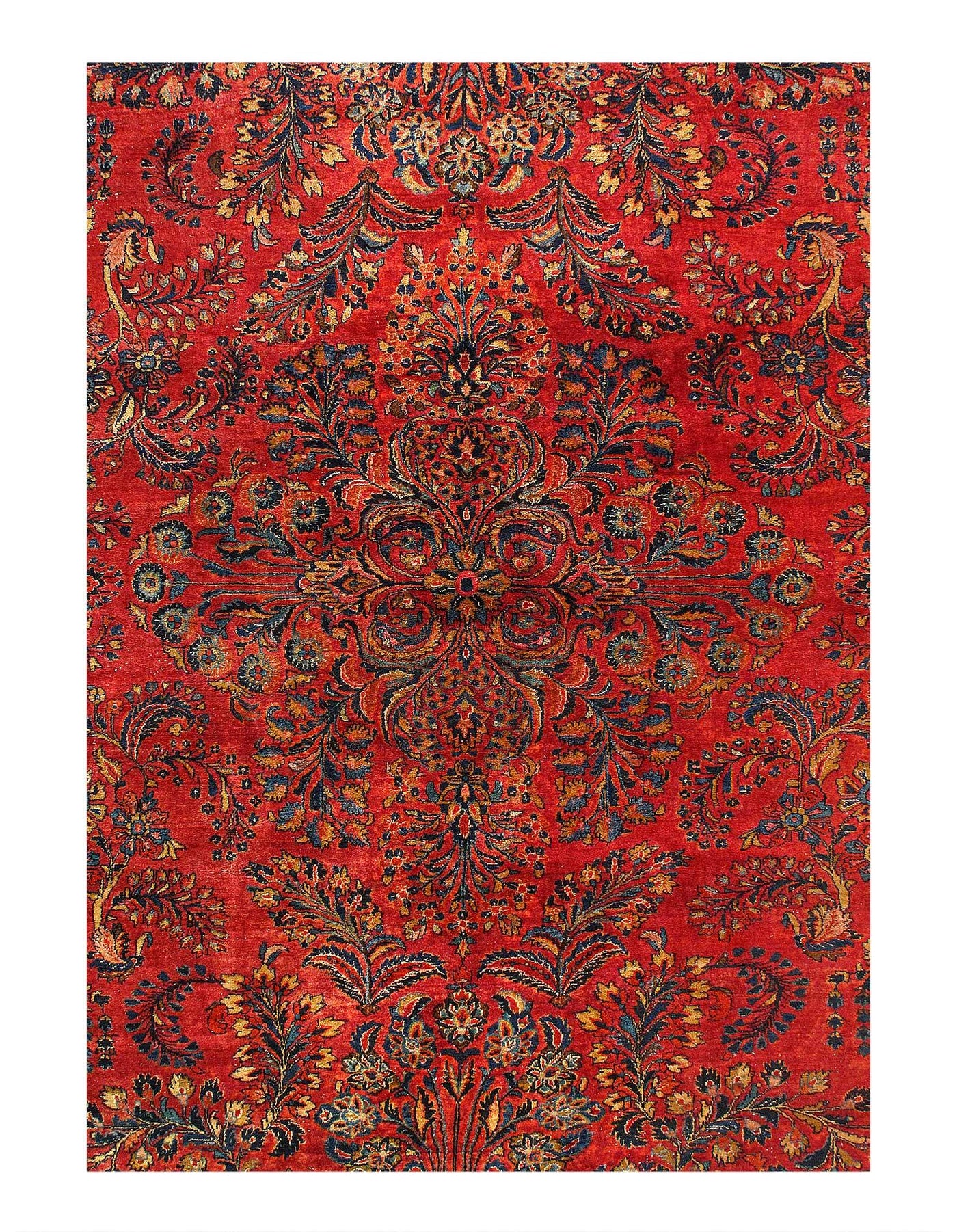 Canvello 1900s Silkroad Hand Knotted Antique Sarouk Rug - 9'8'' X 11'2'' - Canvello