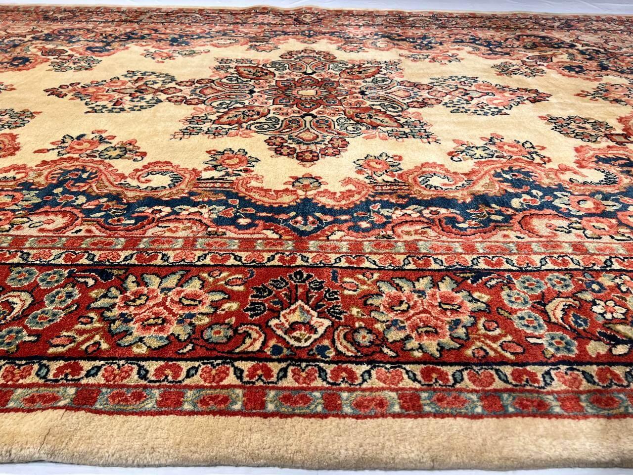 Canvello 1910's Fine Hand Knotted Silkroad Antique Sarouk Rug - 6'4'' X 9'8'' - Canvello