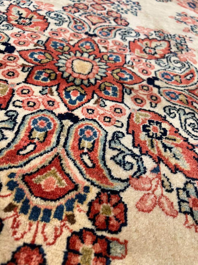 Canvello 1910's Fine Hand Knotted Silkroad Antique Sarouk Rug - 6'4'' X 9'8'' - Canvello