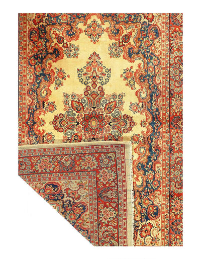 Canvello 1910's Fine Hand Knotted Silkroad Antique Sarouk Rug - 6'4'' X 9'8'' - Canvello