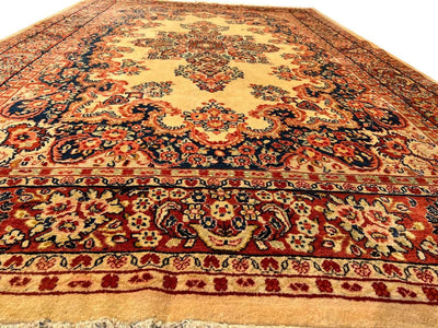 Canvello 1910's Fine Hand Knotted Silkroad Antique Sarouk Rug - 6'4'' X 9'8'' - Canvello