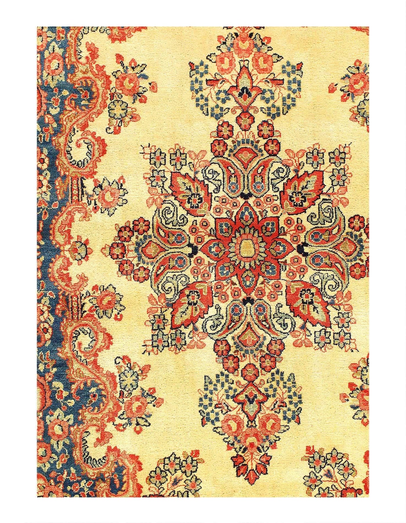 Canvello 1910's Fine Hand Knotted Silkroad Antique Sarouk Rug - 6'4'' X 9'8'' - Canvello