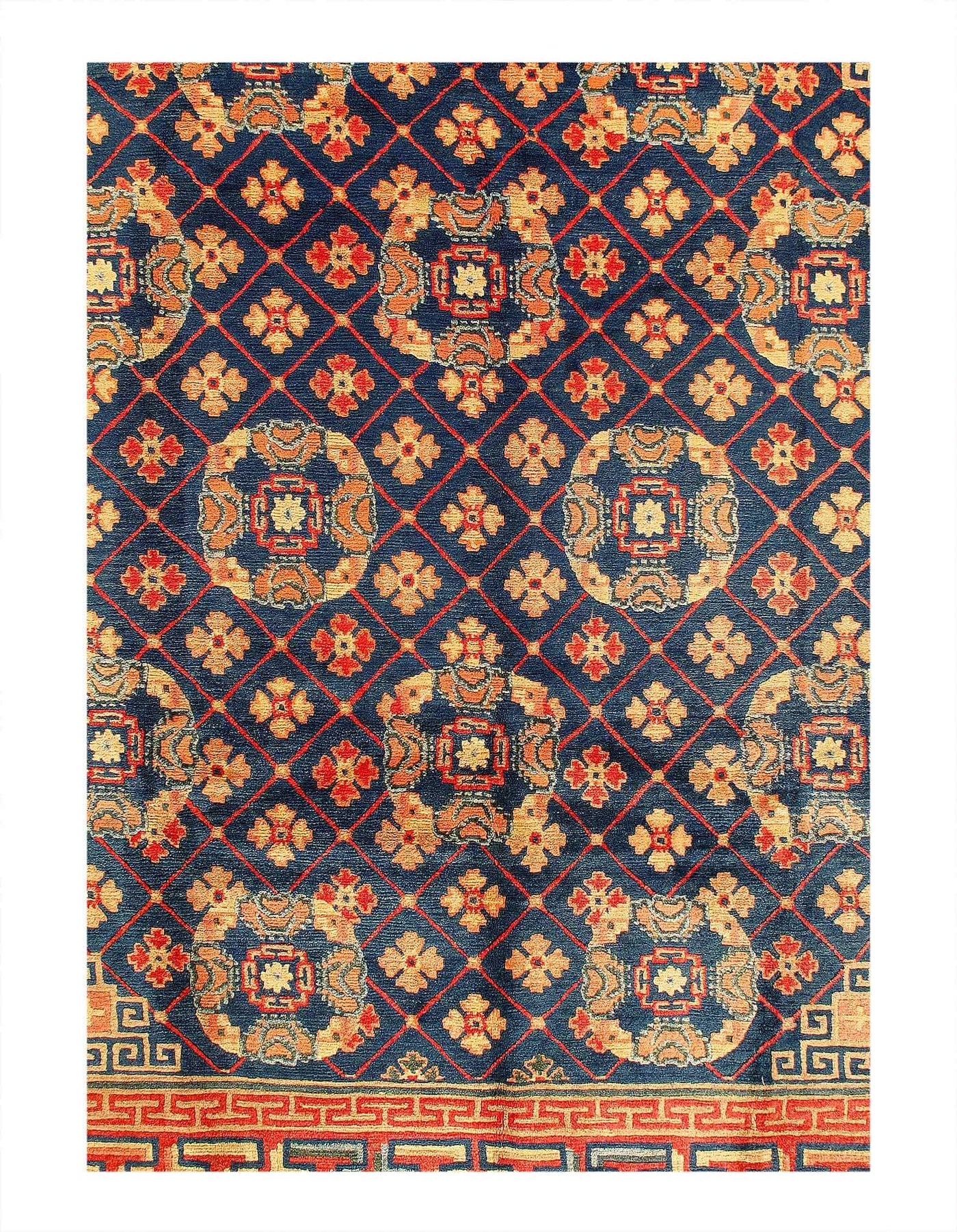 Canvello 1940's Fine Hand Knotted Antique Tabetan rug - 8'3'' X 9'8'' - Canvello