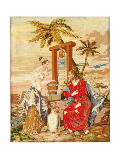 Canvello 1940s Jesus and Samaritan Woman Tapestry - 2'6" X 3'3" - Canvello