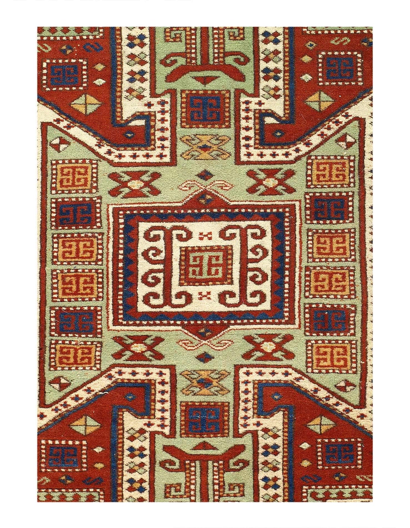 Canvello 1950's Fine Hand Knotted Antique kazak Rug - 4'4'' X 5'3'' - Canvello