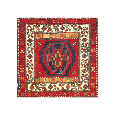 Canvello 1950s Semi - Antique Blue Red Rug - 1'9" x 1'9" - Canvello