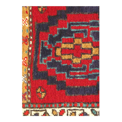 Canvello 1950s Semi - Antique Blue Red Rug - 1'9" x 1'9" - Canvello