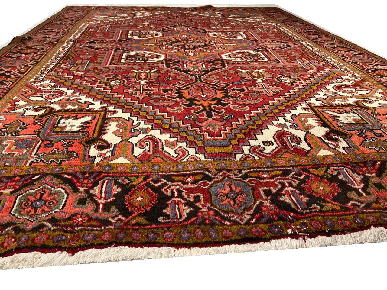 Canvello 1950s Silkroad Antique hand Knotted Heriz Rug - 7' X 9'4" - Canvello