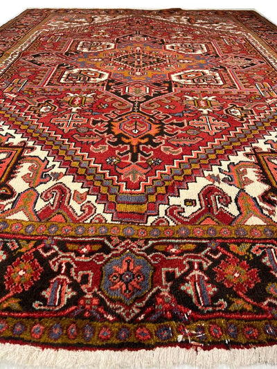 Canvello 1950s Silkroad Antique hand Knotted Heriz Rug - 7' X 9'4" - Canvello