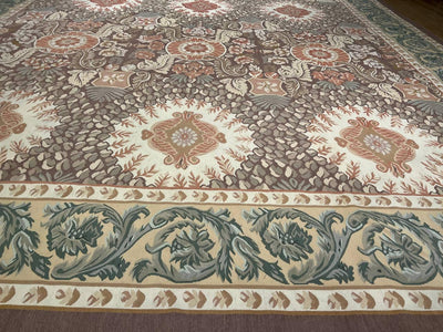 Canvello 1960s Light Brown French Aubusson Rug - 14'3'' X 18'3'' - Canvello