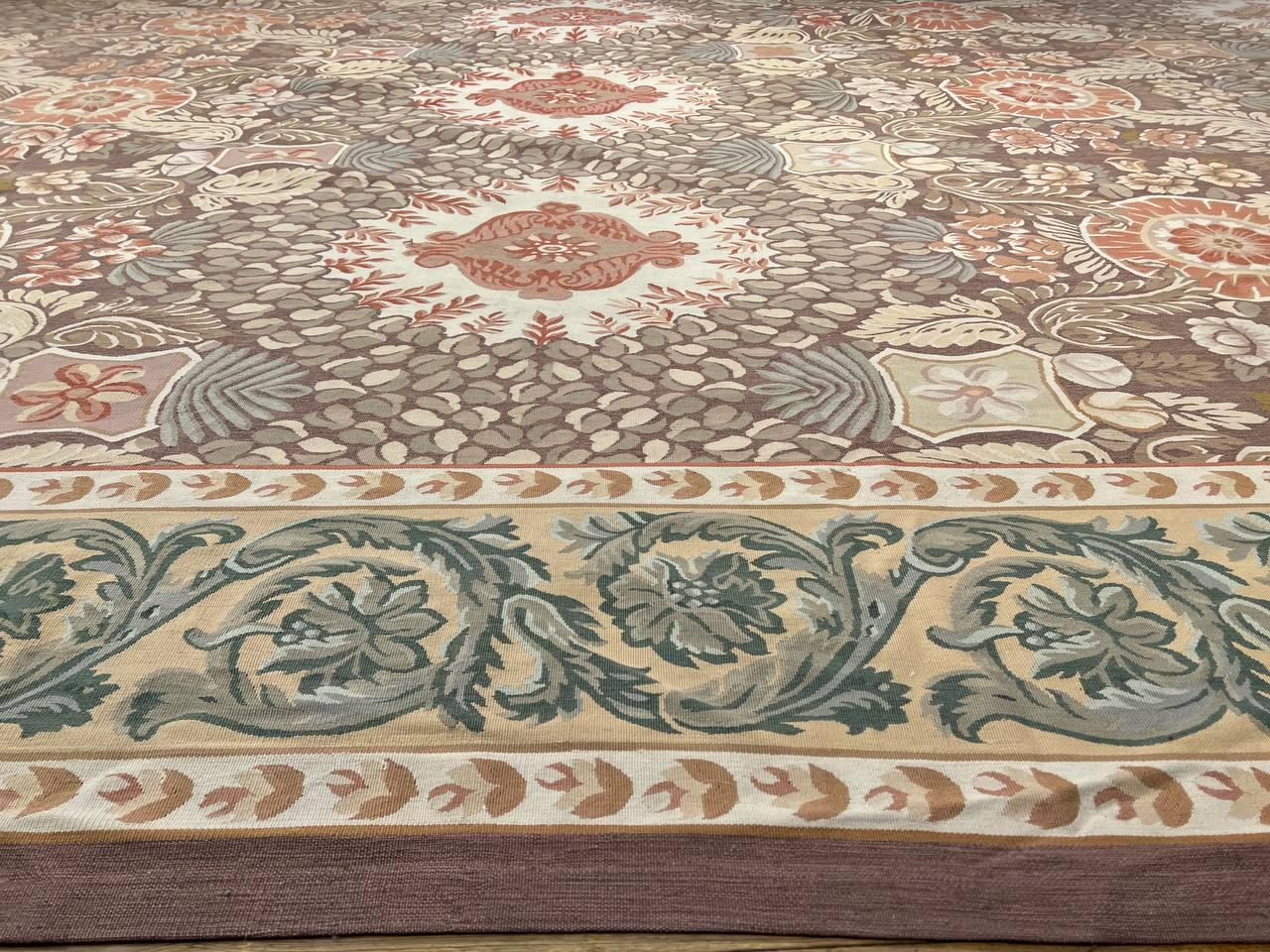 Canvello 1960s Light Brown French Aubusson Rug - 14'3'' X 18'3'' - Canvello