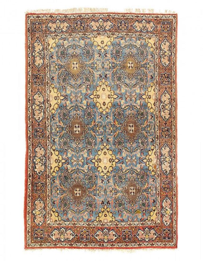 Canvello 1970s Hand knotted Persian Vintage Isfahan Rug - 4'5'' X 6'11