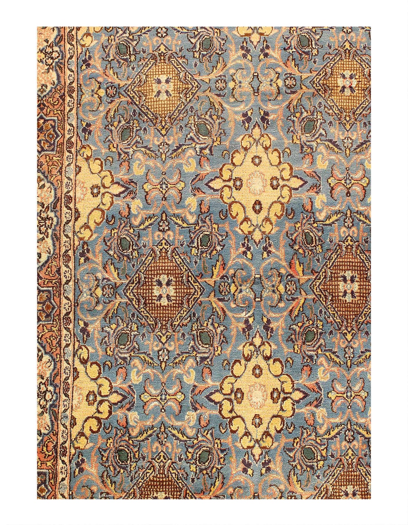 Canvello 1970s Hand knotted Silkroad Vintage Isfahan Rug - 4'5'' X 6'11 - Canvello