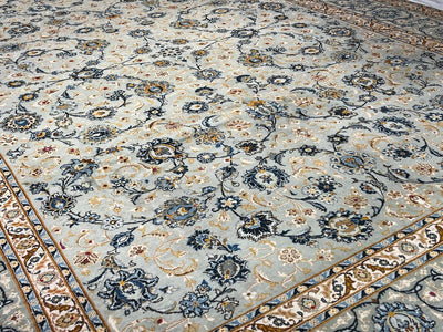 Canvello 1970s Hand Knotted Persian Vintage Kashan Rug - 9'8'' X 13'6''