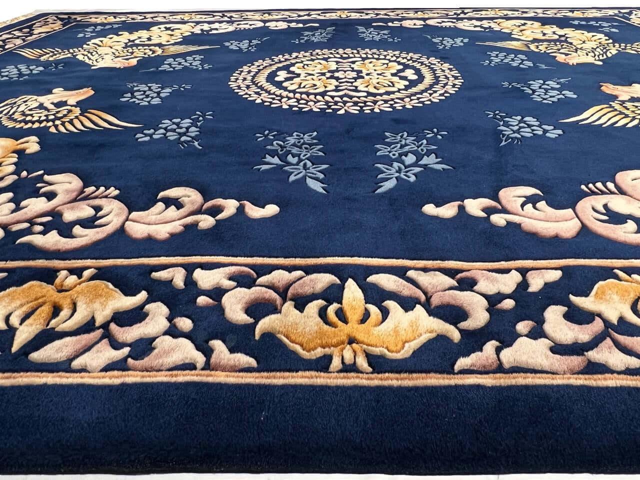 Canvello 1970sFine Hand Knotted Vintage Chinese Peking Rug - 7'11'' X 10'3'' - Canvello